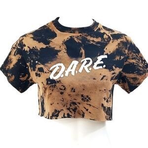 D.A.R.E. "Drug Abuse Resistance Education" Acid Washed "Cropped" Crop Top Tee